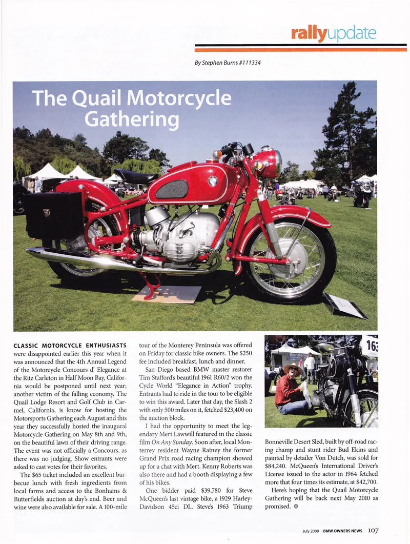 Cover photo and The Quail Motorcycle Gathering, page 3